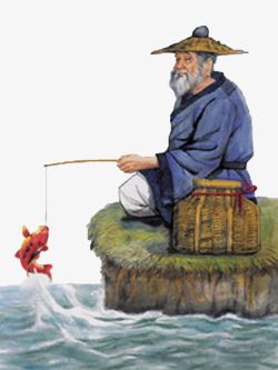 老渔民钓鱼素材