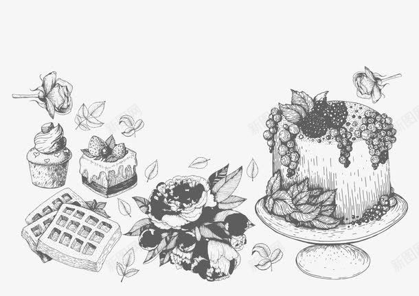 卡通蛋糕松饼png免抠素材_新图网 https://ixintu.com 卡通美食漫画 卡通花朵 卡通蛋糕 松饼 美味 食物插画 餐饮美食