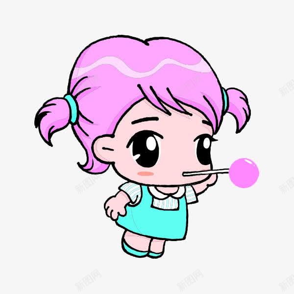 粉色头发吹泡泡小女孩png免抠素材_新图网 https://ixintu.com 卡通 可爱 小女孩 泡泡 粉色