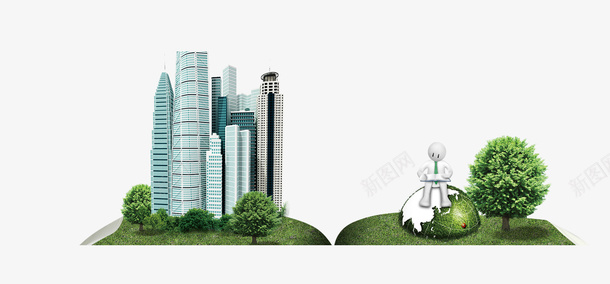 环保城市psd免抠素材_新图网 https://ixintu.com 企业 企业元素 企业文化 创意 城市 树 环保