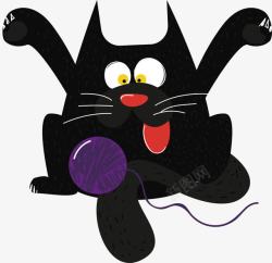 玩毛线的黑猫素材