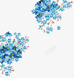 蓝色小清新花朵装饰图案素材