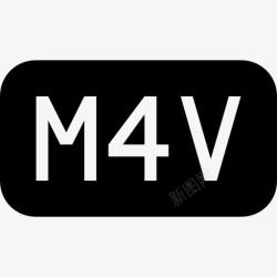 黑色MM4V文件类型的圆形黑色矩形界面符号图标高清图片