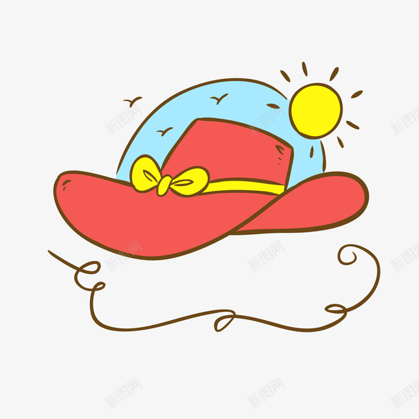 夏季红色太阳帽标签png免抠素材_新图网 https://ixintu.com 夏季标签 太阳 红色太阳帽 背景装饰 草帽