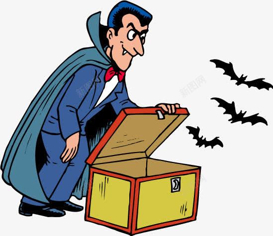 卡通吸血鬼木箱子蝙蝠png免抠素材_新图网 https://ixintu.com 卡通吸血鬼 吸血鬼 箱子 蝙蝠