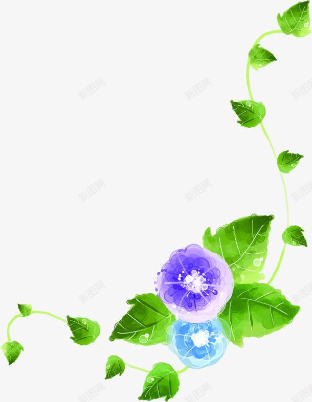 紫色水彩花朵树叶png免抠素材_新图网 https://ixintu.com 树叶 水彩 紫色 花朵
