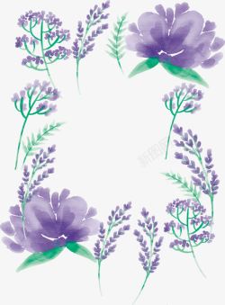 紫色水彩植物素材