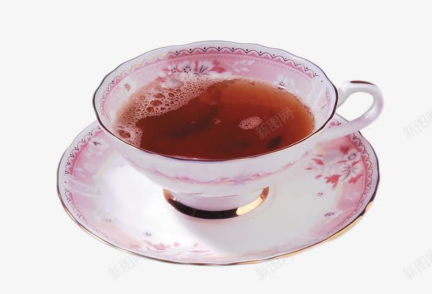 带粉色托盘的一杯花茶png免抠素材_新图网 https://ixintu.com 托盘 清新 粉色 花茶