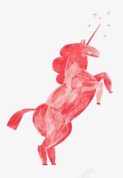 红色马匹手绘马匹高清图片