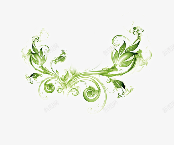 绿色花纹装饰图案psd免抠素材_新图网 https://ixintu.com 中国风 绿色 花纹 装饰图案