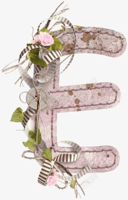 花卉装饰字母E素材