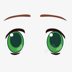 卡通绿色眼睛祈求眼光素材