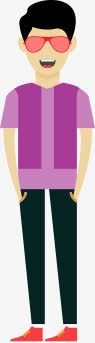 男子png免抠素材_新图网 https://ixintu.com 卡通男子 戴墨镜的男子 手绘男子 穿紫色衣服的男子