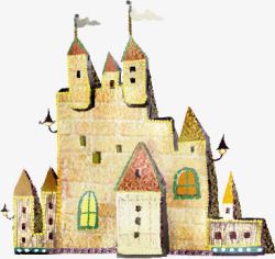 手绘卡通城堡烟囱素材