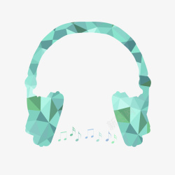 创意蓝绿色的耳机素材