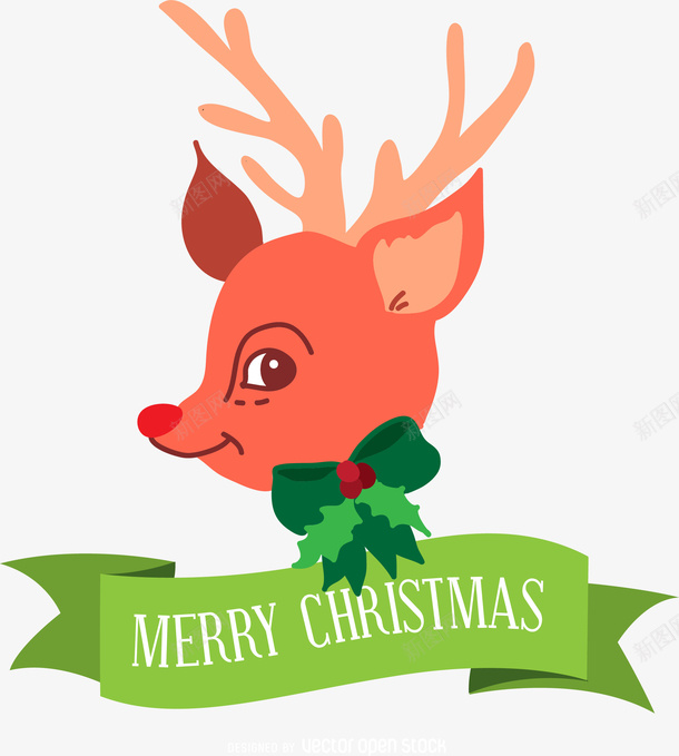 元素可爱的红色鹿头矢量图ai免抠素材_新图网 https://ixintu.com 可爱的红色鹿头 圣诞节元素 矢量元素 矢量图