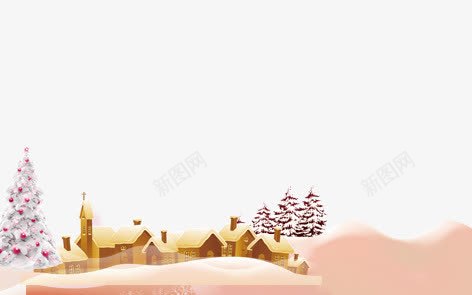 雪中小屋png免抠素材_新图网 https://ixintu.com 圣诞背景 彩色 装饰