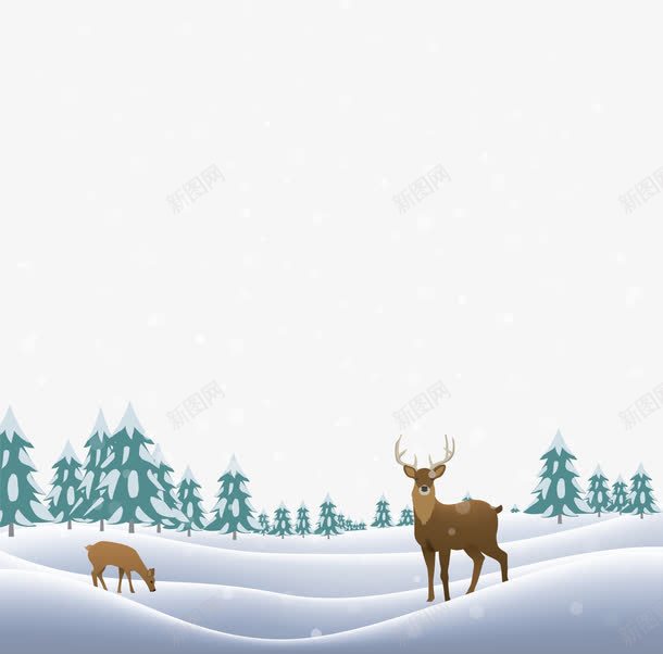 手绘雪中的鹿矢量图ai免抠素材_新图网 https://ixintu.com 动物 卡通 手绘 雪景 鹿 鹿免费png 矢量图