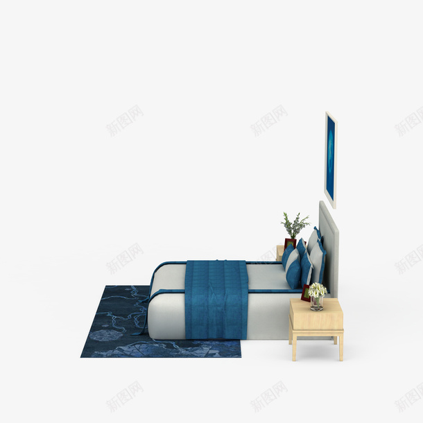 蓝色地毯欧式大床png免抠素材_新图网 https://ixintu.com 地毯 欧式大床 欧式花纹大床 花纹 蓝色地毯 蓝色地毯欧式大床