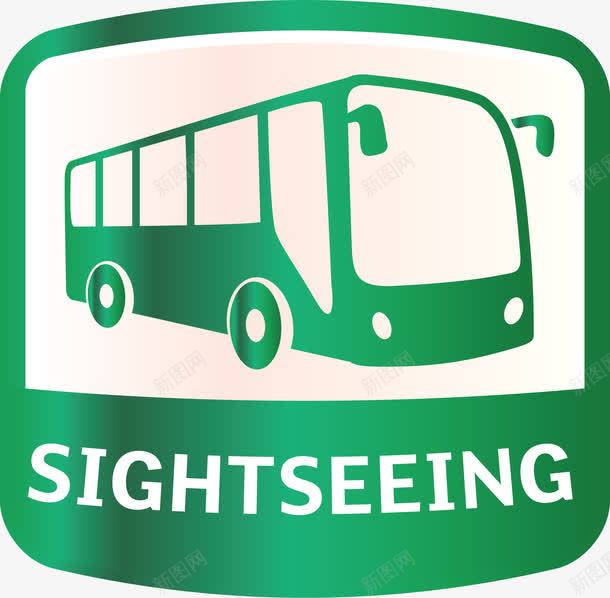 绿色公交车标签png免抠素材_新图网 https://ixintu.com 交通工具 优质标签 公交车 绿色 质感