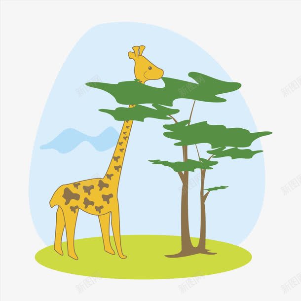 手绘动物树木png免抠素材_新图网 https://ixintu.com 动物 卡通树 手绘 树木 树木笔刷 植物 绿植 长颈鹿