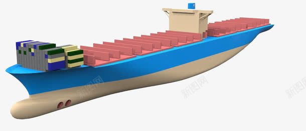蓝米色海运船png免抠素材_新图网 https://ixintu.com 海上运送 海运船 米色 蓝米色海运船 蓝色 货物 运送货物