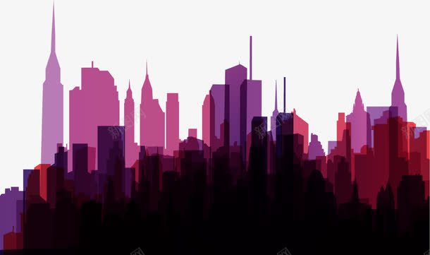 紫色城市虚影海报背景png免抠素材_新图网 https://ixintu.com 城市 海报 紫色 背景