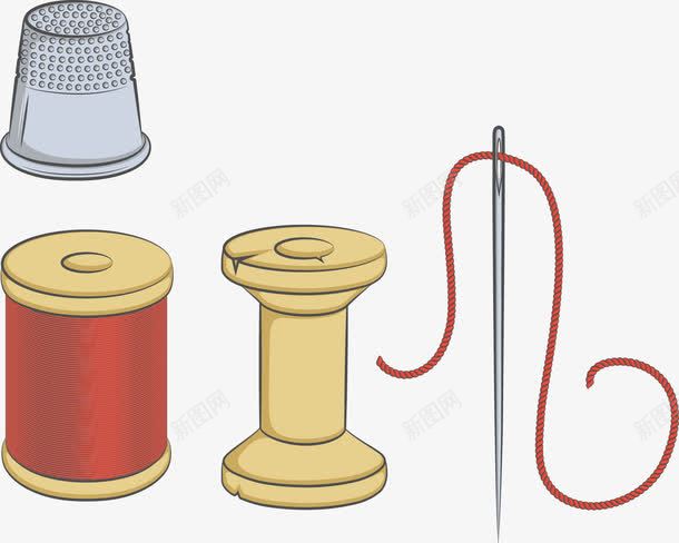 卡通针线筒png免抠素材_新图网 https://ixintu.com 穿线 红色线 红色针线筒 针线