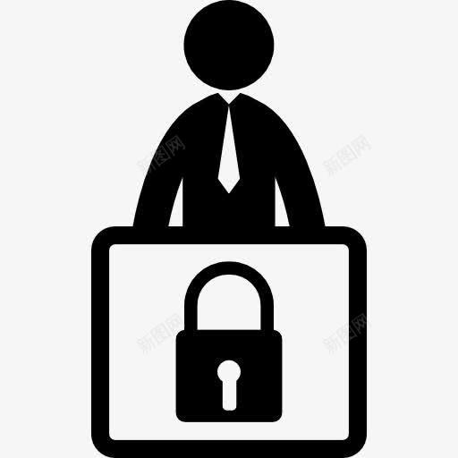 男子用锁锁信号图标png_新图网 https://ixintu.com humanpictos 业务 信号 安全 工具 挂锁 标志 锁