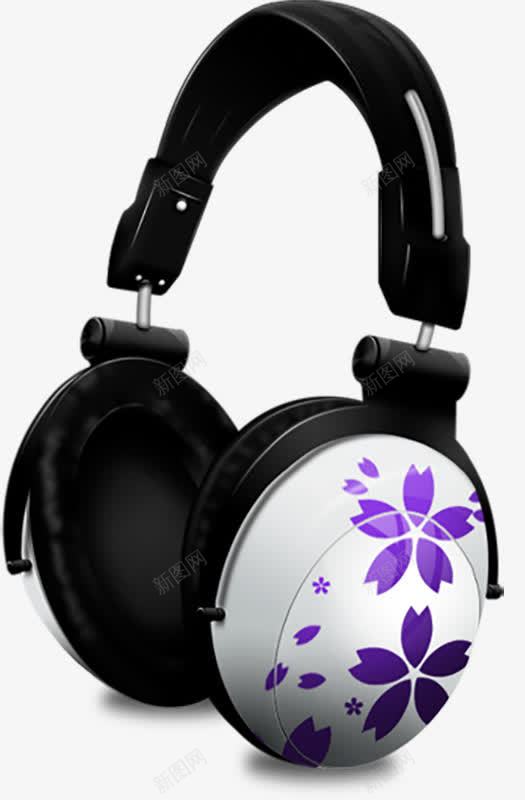 黑色高科技耳机png免抠素材_新图网 https://ixintu.com 科技 紫色 装饰 音乐