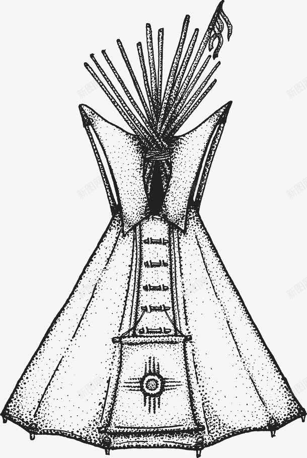 印第安元素png免抠素材_新图网 https://ixintu.com 冷兵器 古代兵器 铅笔画 飞镖 黑白