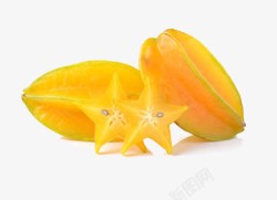 两个杨桃两个鲜黄的成熟杨桃高清图片