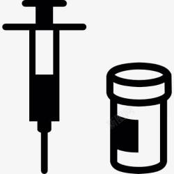 注射器柱塞注射药物在药物容器图标高清图片
