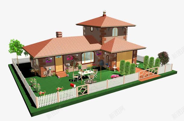 创意庭院png免抠素材_新图网 https://ixintu.com 创意设计 别墅房子 装饰图案 连排别墅