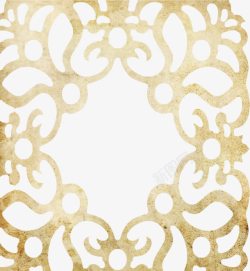 手绘金色中式花纹边框素材