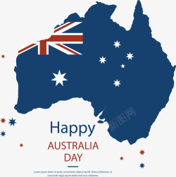 蓝色澳大利亚国旗地图矢量图素材