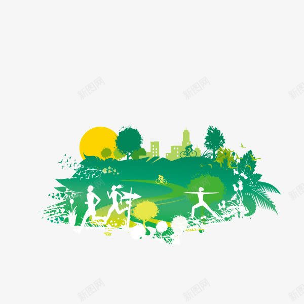 绿色喷绘城市环境png免抠素材_新图网 https://ixintu.com 喷绘 城市 环境 绿色