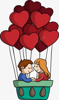 爱心气球与卡通情侣素材