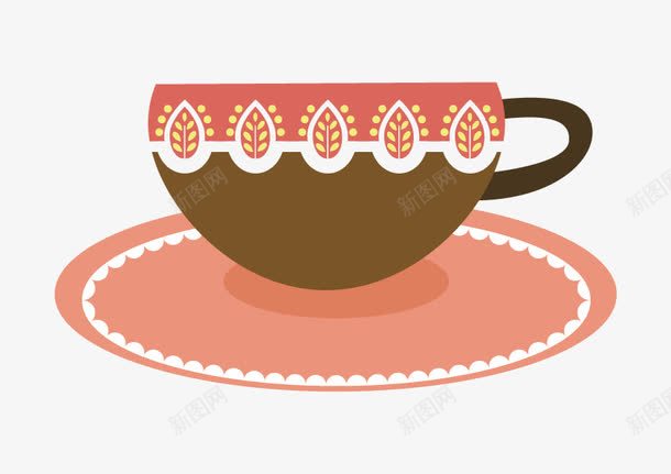 茶杯png免抠素材_新图网 https://ixintu.com 杯碟 粉色 花纹 茶杯 陶瓷