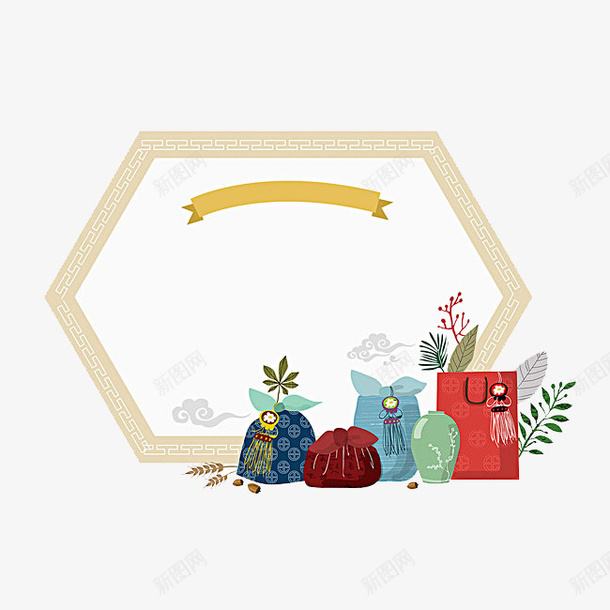 手提袋和香包png免抠素材_新图网 https://ixintu.com PNG图形 手提袋 植物 装饰 边框 香包
