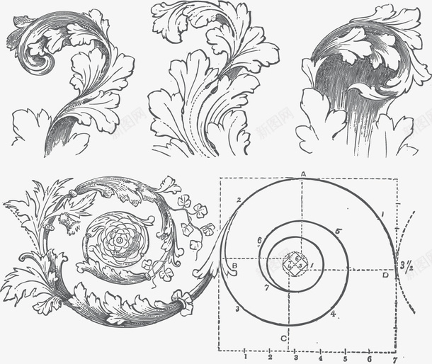 铅笔画复古花纹矢量图ai免抠素材_新图网 https://ixintu.com 复古花纹 铅笔画 矢量图