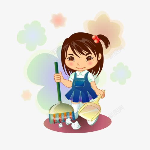 打扫卫生的小女孩png免抠素材_新图网 https://ixintu.com 卫生 干净 整洁 清洁