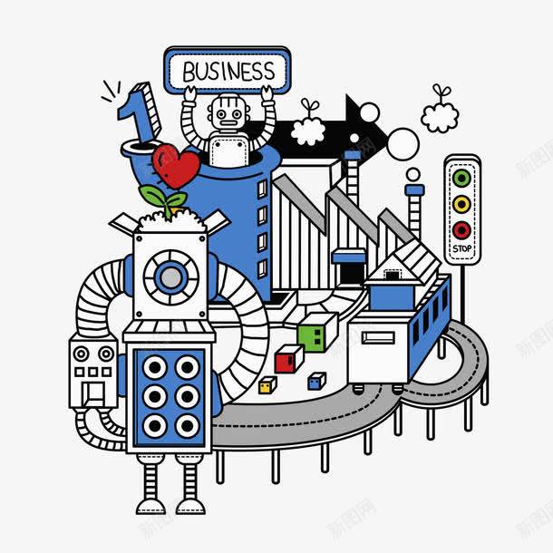 手绘机器人png免抠素材_新图网 https://ixintu.com 人机交互 卡通 商务 手绘 机器人 水彩 灰色 蓝色