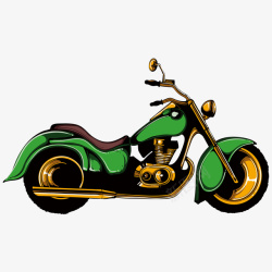 手绘绿色炫酷摩托车素材