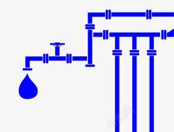 手绘蓝色排水管道素材