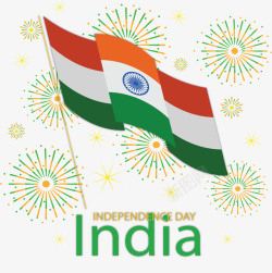 飘扬国旗印度独立日矢量图素材