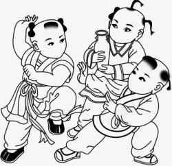 中国画玩闹的儿童中秋素材