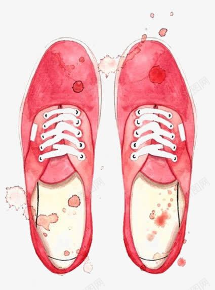 水彩帆布鞋png免抠素材_新图网 https://ixintu.com 水彩鞋子 男生鞋子 红色鞋子 鞋子