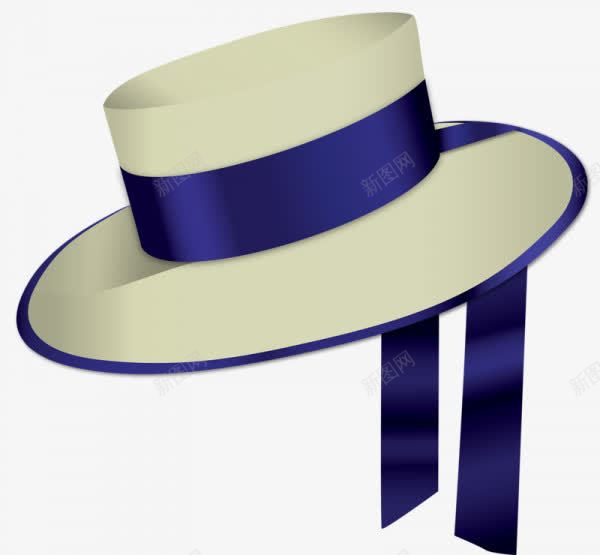 蓝色丝带的白色帽子png免抠素材_新图网 https://ixintu.com 丝带 帽子 白色 白色蓝色 蓝色 蓝色丝带 蓝色白色