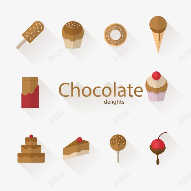 10款巧克力甜食图标png_新图网 https://ixintu.com 巧克力 巧克力蛋糕 甜甜圈 甜食 雪糕